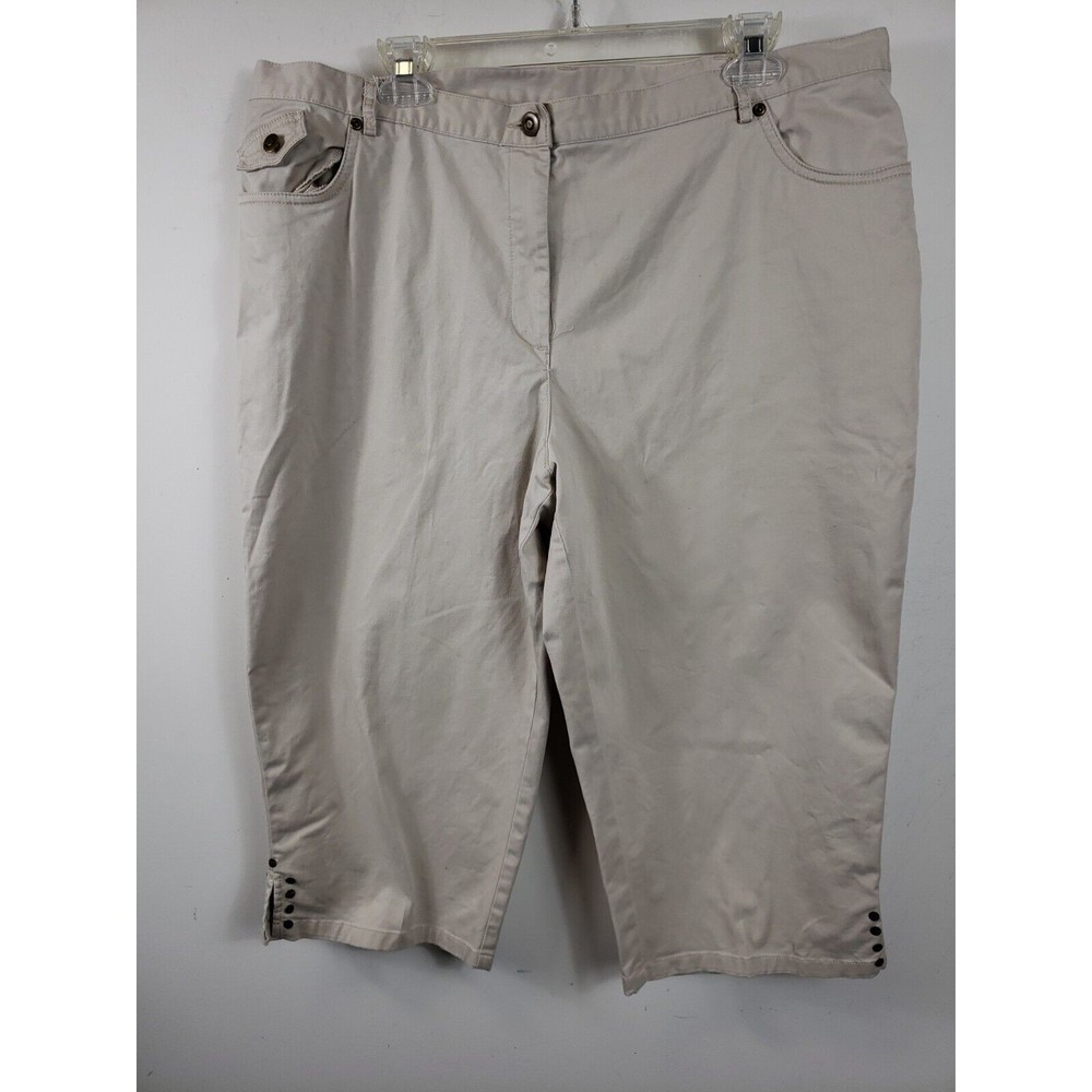 Ruby Rd. Women's sz 18, Cropped, Beige stretch button waist